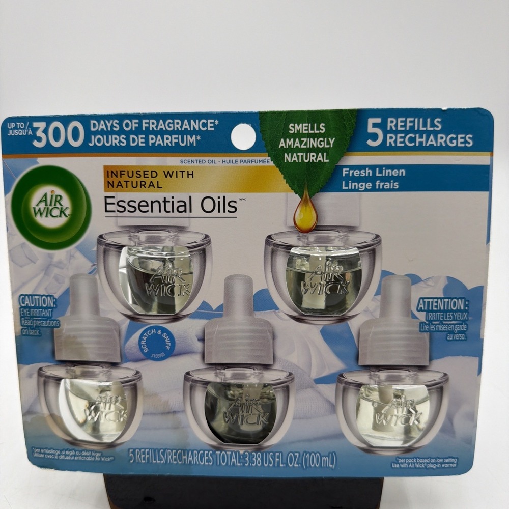 Air Wick Scented Oil 5 Refills Snuggle Fresh Linen 3.38 Fl.oz